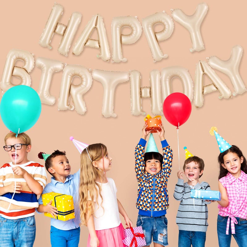 TOTAFAM Happy Birthday Balloons Banner 16 Inch, Foil Balloons Personalized Name Letters Balloons Sign Birthday Party Decorations for Women Men Boys Girls (Caramel) - Image 3